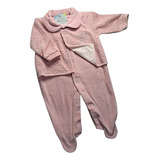 Macacão Bebê Plush Aveludado Rose Bolero Inverno