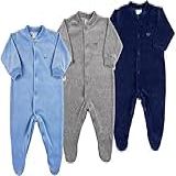 Macacão Bebê Plush Kit 3 Peças Básicas Pijama Bebê Menino   Azul RN