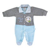 Macacão Bebê Plush Luxo Casaco Bordado Camisa Menino