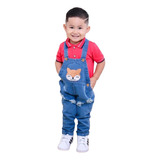 Macacão Calça Infantil Masculino Jeans Desenho