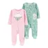 Macacao Carters Original Algodão Ziper Verde Rosa (2 Peças)