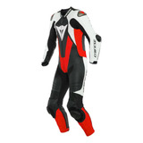 Macacão Dainese Laguna Seca 5   1 Peça   Preto Branco Verm