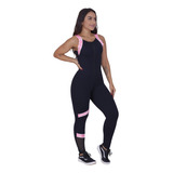 Macacão De Treino Academia Ziper Frente Poliamida Modelador 