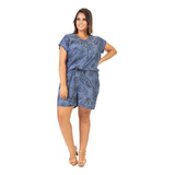 Macacão Denim Leve Macio Soltinho Feminino Plus Size Jdj018