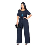 Macacão Feminino Longo Soltinho Pantalona Cinto Cintura 
