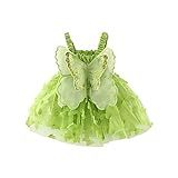 Macacão Infantil Para Bebês Meninas Sem Mangas Borboleta 3D Camadas De Borboleta Vestido Formal De Festa De Princesa Vestido Verde 6 12 Meses