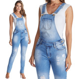 Macacao Jeans Feminino Destroyed
