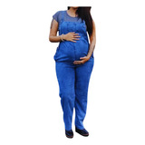 Macacão Jeans Jardineira Gestante Tradicional Lindo Gravida