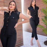 Macacão Jogger Macaquinho Lycra Bojo Cintura Marcada Top