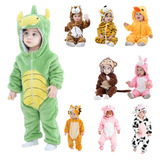 Macacão Kigurumi Inverno Bebê Fantasia Vaca Dinossauro