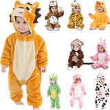 Macacão Kigurumi Inverno Bebê Fantasia Vaca Dinossauro