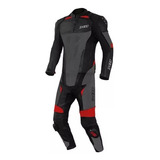 Macacão Masculino Couro X11 Speed 2 Preto Vermelho 2 Peças