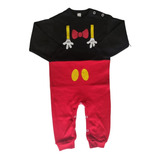 Macacão Mickey P Bebê Algodão Fantasia Suedine Mesversario