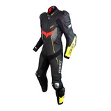 Macacão Moto Texx Pista 1 Peça Preto Vermelho Amarelo