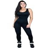 Macacão MVB Modas Longo Feminino Suplex Fitness Preto -Preto- M-