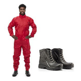 Macacão Nylon Impermeável Bota Pvc Impermeável Pantaneiro