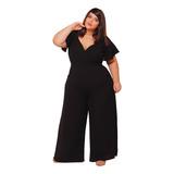 Macacão Pantalona Plus Size Festa 48 50 52 Social Manga Fler