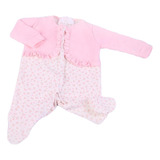 Macacão Para Bebe Menina Floral Rosa Babadinhos Luxo