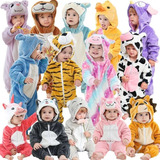 Macacão Pijama Inverno Bebê Bichinhos Infantil Confortável