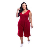 Macacão Plus Size Pantacort Regata Liso Ref L 58