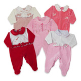 Macacão Plush Bebê Roupa De Bebê Menina Kit 3 Peças