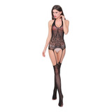 Macacão Sensual Com Abertura Íntima Lingerie Arrastão Sexy