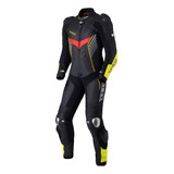 Macacão Texx Pista 1 Peça Preto Amarelo Vermelho