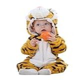 Macacão Unissex Para Bebês Fantasias De Halloween Flanela Com Capuz Macacão De Inverno Outono Animal Cosplay Para 0 A 30 Meses Tigre 12 18 Meses