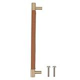 Maçaneta Da Porta Do Armário Maçaneta Do Guarda Roupa 224mm Furo Couro Latão Luxo Barra De Armário Puxador Para Casa Gaveta Do Guarda Roupa Marrom Claro 