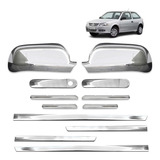 Maçaneta Retrovisor Grade Friso Slim Gol G4 Aplique Cromado