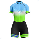 Macaquinho Ciclismo Feminino Pro Tour Pixel Verde Forro Gel