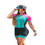 Macaquinho Ciclismo Feminino Rosa E Azul
