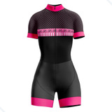 Macaquinho Conjunto Ciclismo Roupa Feminina Bikes Pto Uv 50 