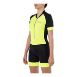 Macaquinho De Ciclismo Cycle7 Feminino Colorblock Elite Gel