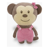 Macaquinho De Pelúcia Safari 30cm Decoração Infantil Cor Rosa