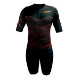 Macaquinho De Triathlon Com Manga Woom 140 Masculino 2024