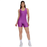 Macaquinho Feminino Fitness Curto Academia Liso Modelador