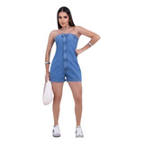 Macaquinho Feminino Jeans Tomara