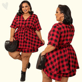 Macaquinho Feminino Plus Size Vestido E Macacao Curto Verão