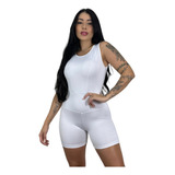 Macaquinho Fitness Curto Academia Liso Macacão Suplex