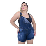 Macaquinho Jeans Plus Size 46 48 50 52 54 Jardineira Plus