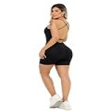 Macaquinho Macacão Esportivo Fitness Alcinha Liso Em Suplex Academia Treino -Preto- GG-