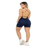 Macaquinho Macacão Esportivo Fitness Alcinha Liso Em Suplex Academia Treino Azul Marinho M 
