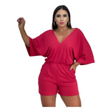 Macaquinho Macacão Feminino Curto Soltinho Plus Size Verão