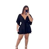 Macaquinho Macacão Vestido Soltinho Plus Size Moda Verão  único  PRETO 