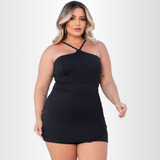 Macaquinho Plus Size Feminina Modelador Short Saia Elastica