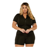 Macaquinho Plus Size Gringo Ziper Fitness Academia G1 Ao G5