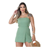 Macaquinho Social De Alfaiataria Feminino Short Saia C/ Bojo