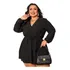 Macaquinho Vestido Short Saia Curto Manga Longa Plus Size