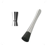 Macerador Socador Frutas E Dosador Jigger Duplo Inox Drink